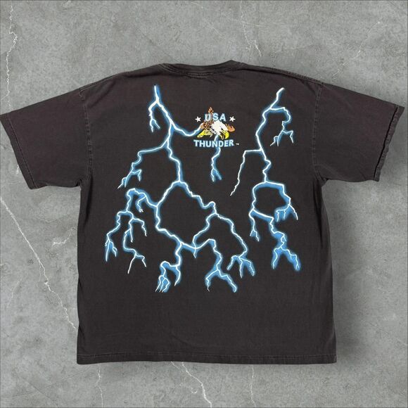 USA Thunder Lightning Bald Eagle Faded Modern Reprint Travis Scott Style - M/L - Picture 2 of 7